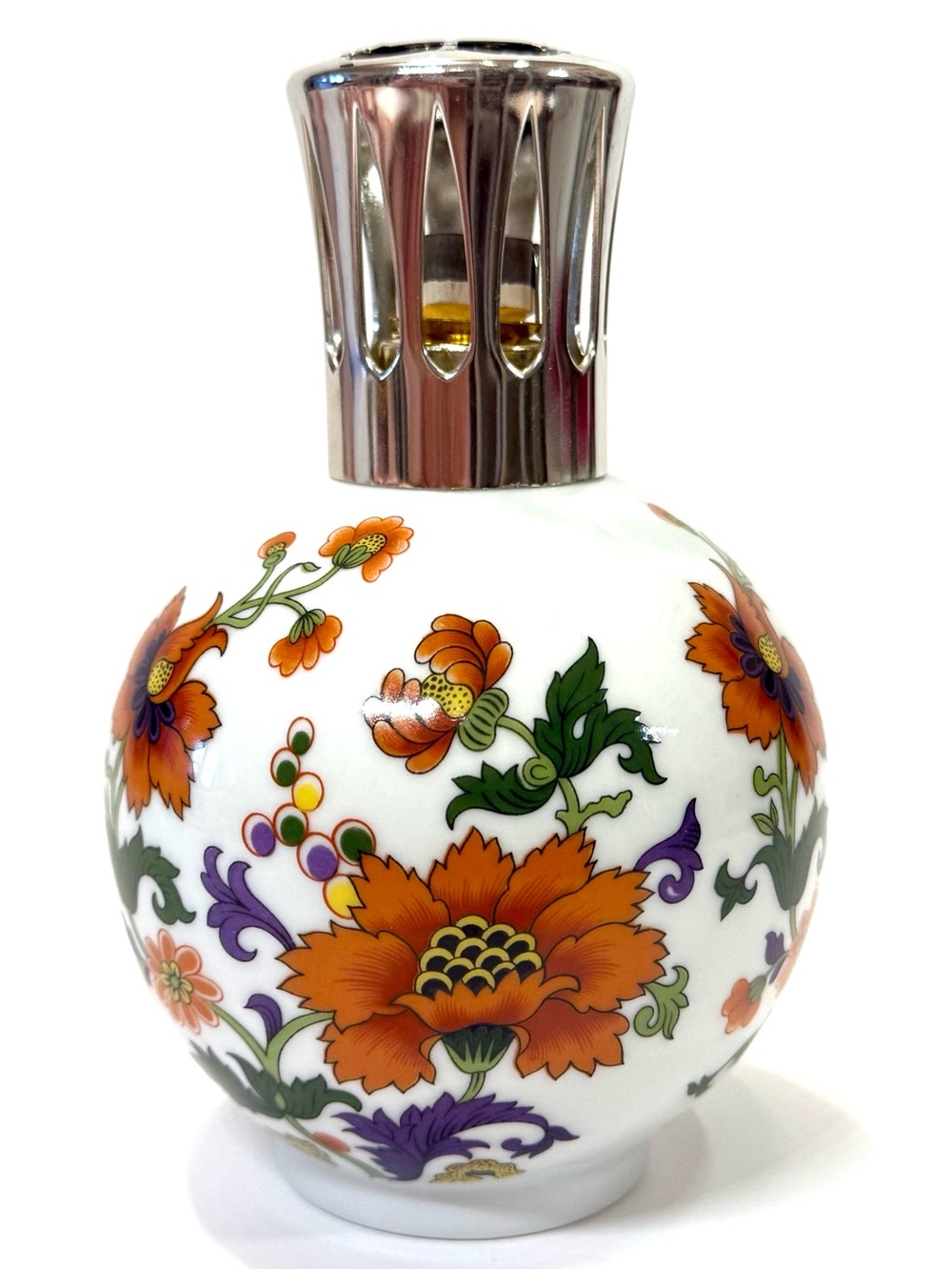 Vintage Lampe Berger Paris French Porcelain Floral Fragrance Lamp 6”